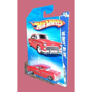 2009 Hot Wheels Hot Auction '55 CHEVY BEL AIR 1/64 RED Die-Cast 1:64 MOC 4/10